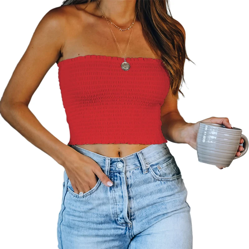 Женский летний топ без рукавов бретелек с открытыми плечами и рюшами | Женская