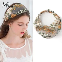 romantic embroidered floral headscarf fashion wide hairband lace pressing hair band headdress french style headbands for women