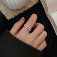 sweet style silver color bow double zircon rings beautiful inlaid zircon ring for cute girl women ring wholesale