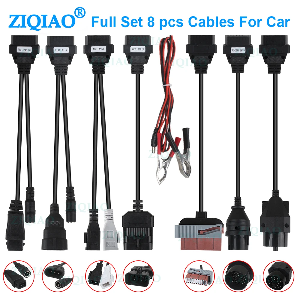Диагностический сканер OBD2 для автомобилей и грузовиков 8 шт.|Кабели коннекторы