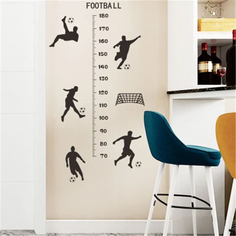 Измеритель высоты футбола Настенная Наклейка для детской комнаты Футбольная