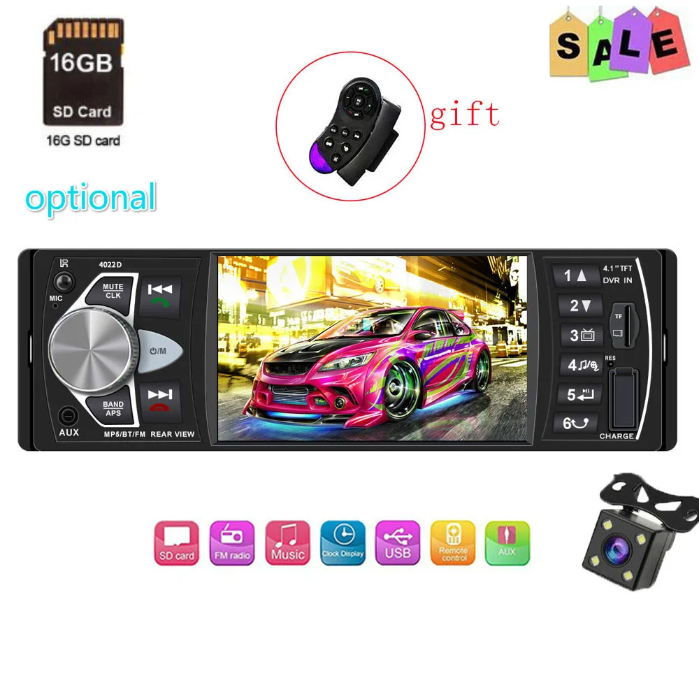 Автомобильное радио 1 Din Авто Аудио Стерео FM Bluetooth 2 0 Камера заднего вида Usb рулевое