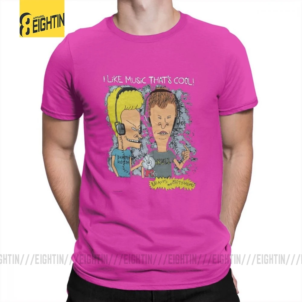 Beavis And Butthead футболки из хлопка с коротким рукавом футболки Awesome MensT модные футболки с круглым вырезом Большие размеры забавные - Цвет: Fuchusia