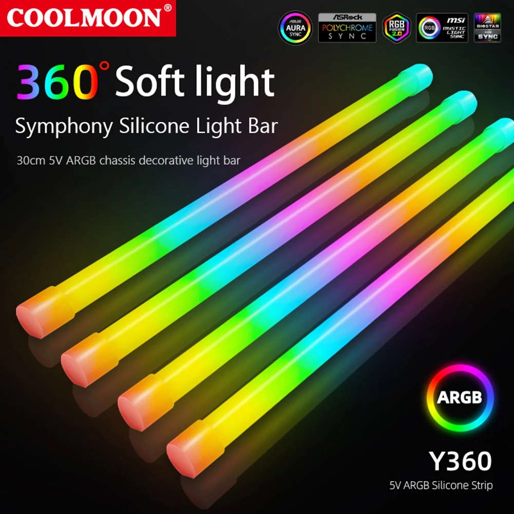 

COOLMOON RGB чехол для ПК из алюминиевого сплава, Светодиодная лента, магнитная светильник вая панель для компьютера, 5 В/3 контакта, маленькая 4-ко...