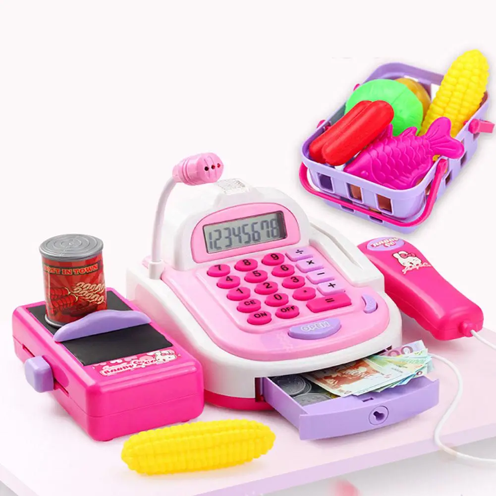 Детский симулятор кассового аппарата калькулятор касса с микрофоном и звуками