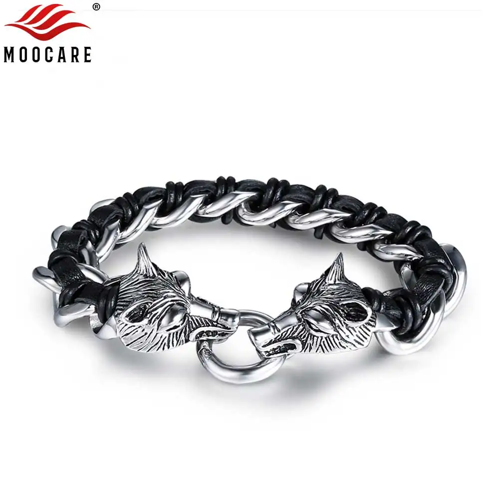 Модная искусственная кожа Высококачественная Мужская цепочка с волчьей головой