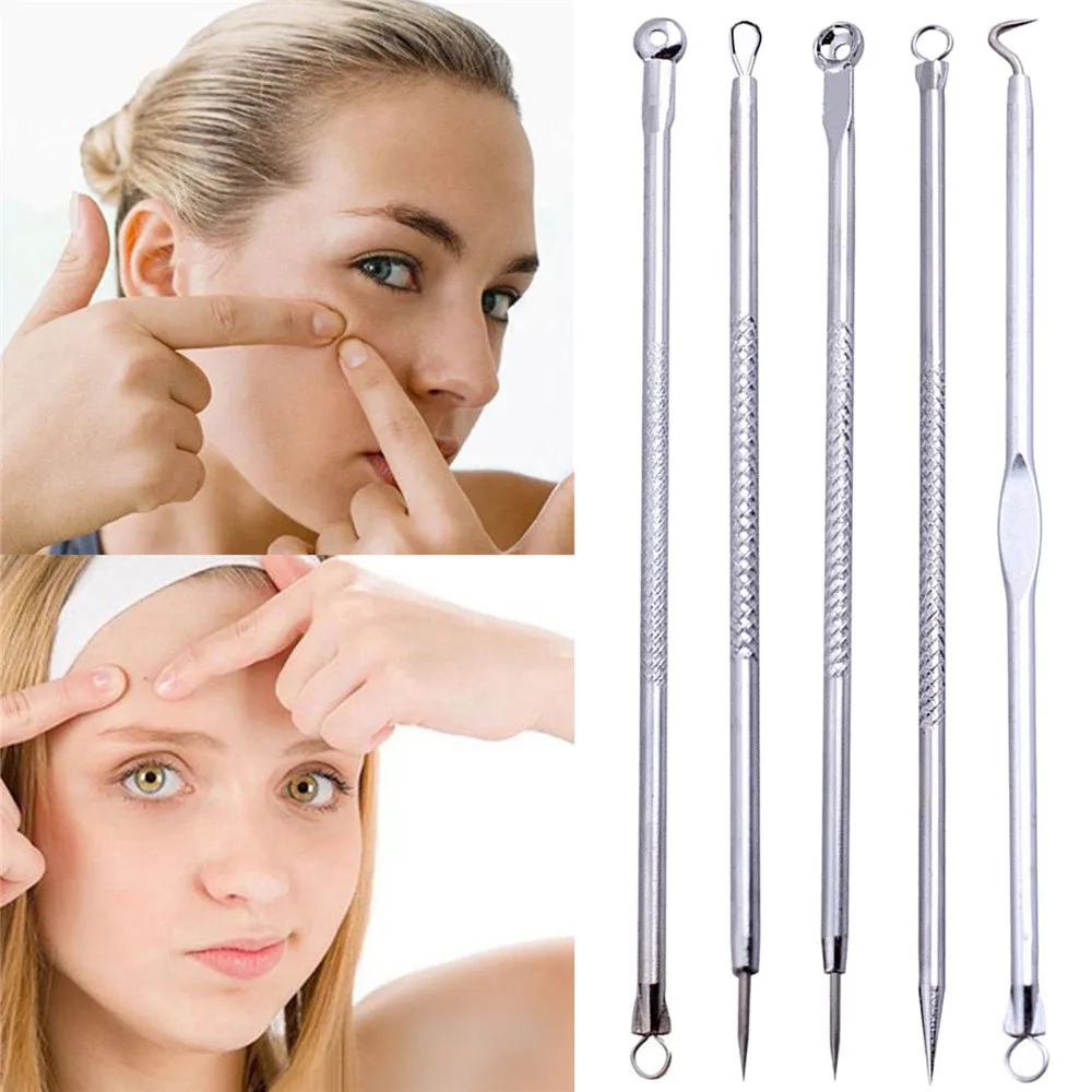 

5PCS/set Blackhead Remover Cleaner Tool Acne Blemish Needle Pimple Spot Extractor Skin Care Needles Facial Pore Cleaner Tool