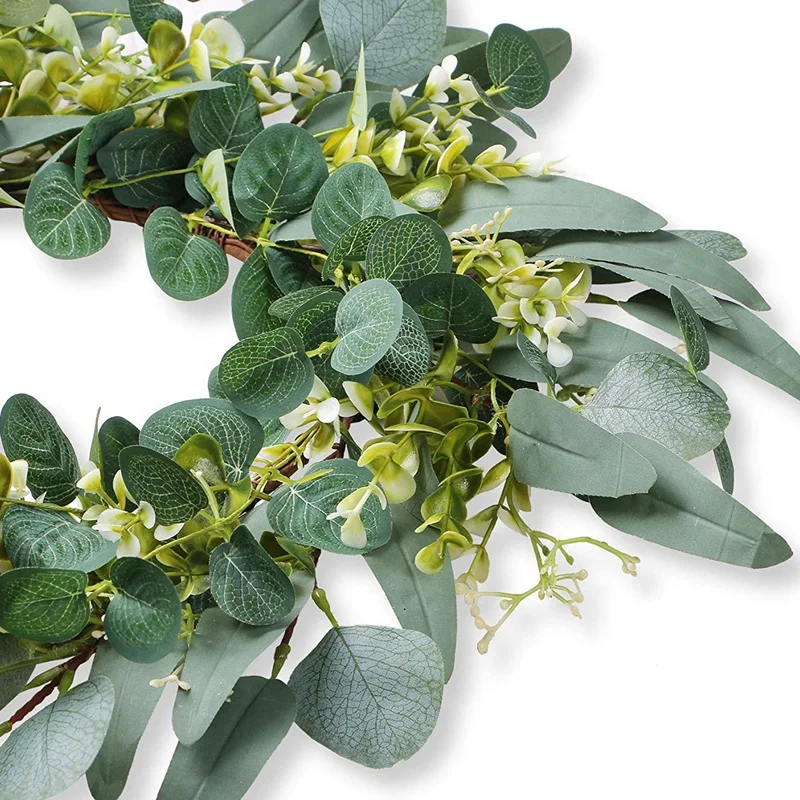 

Eucalyptus Wreath,17Inch Green Spring Summer Wreaths for Front Door Outside,Outdoor Artificial Greenery Farmhouse Indoor