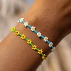 Новый корейский браслет WUKALO с бусинами и маргаритками для женщин, Модный богемный летний красочный милый очаровательный эластичный браслет, подарок для вечеринки