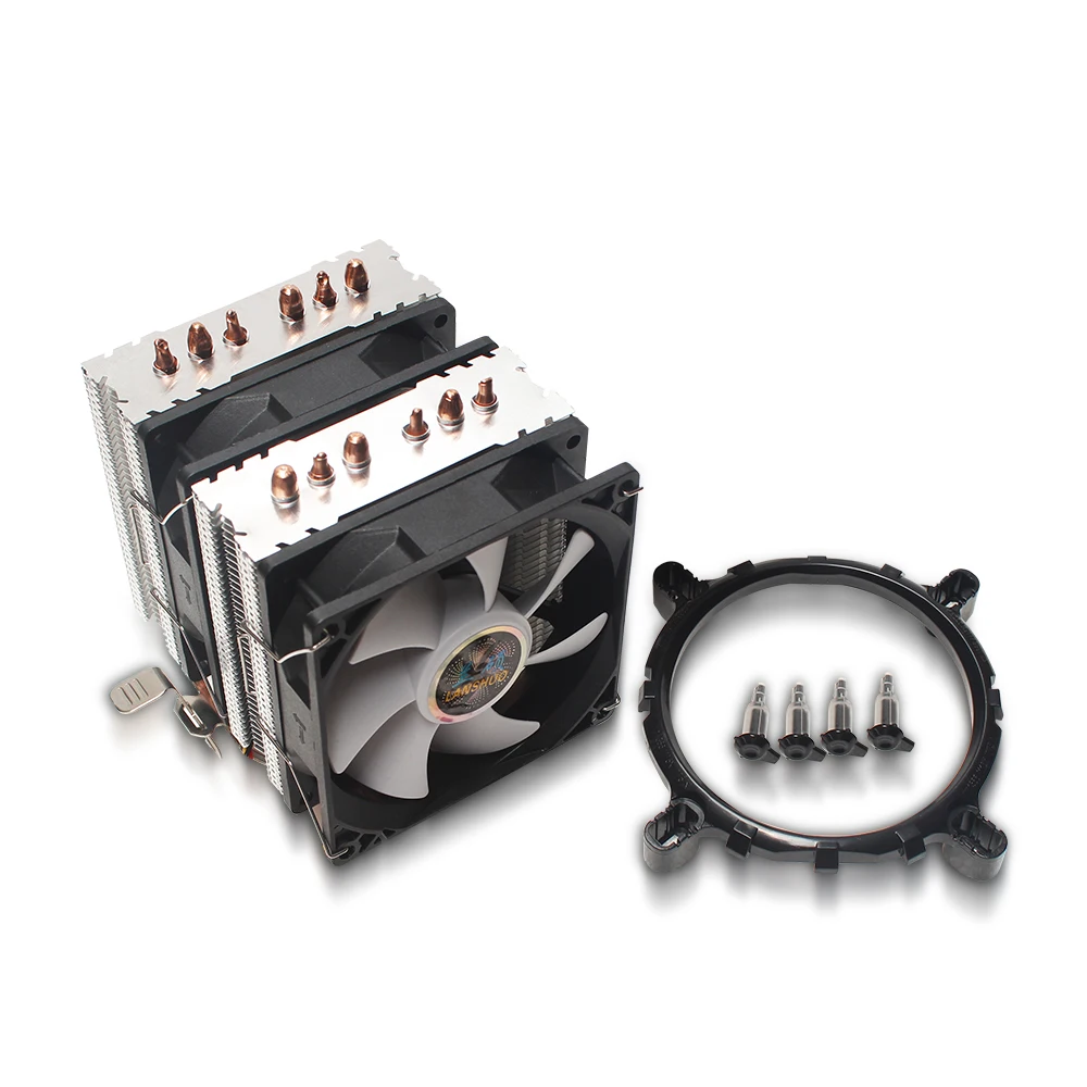 3/4PIN RGB светодиодный Процессор кулер 6 Heatpipe двойная башня 12V 9 см 2 шт/комплект