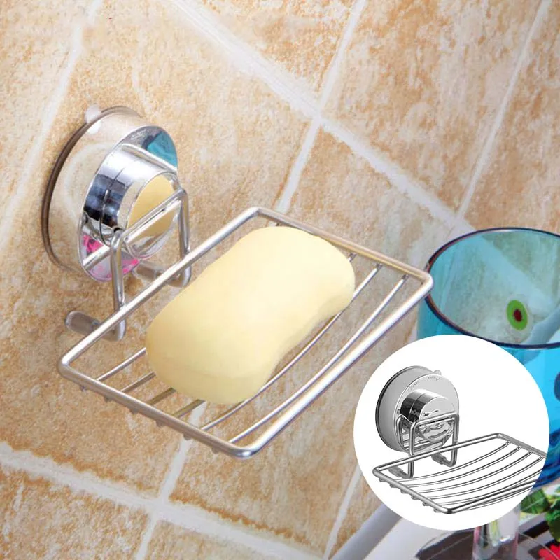 Простая серебряная Вакуумная присоска держатель для мыла коробочка мыльница