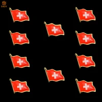 10pcs switzerland souvenir gold plated flag brooch lapel suit tie butterfly buckle travel badge pin jewelry gift