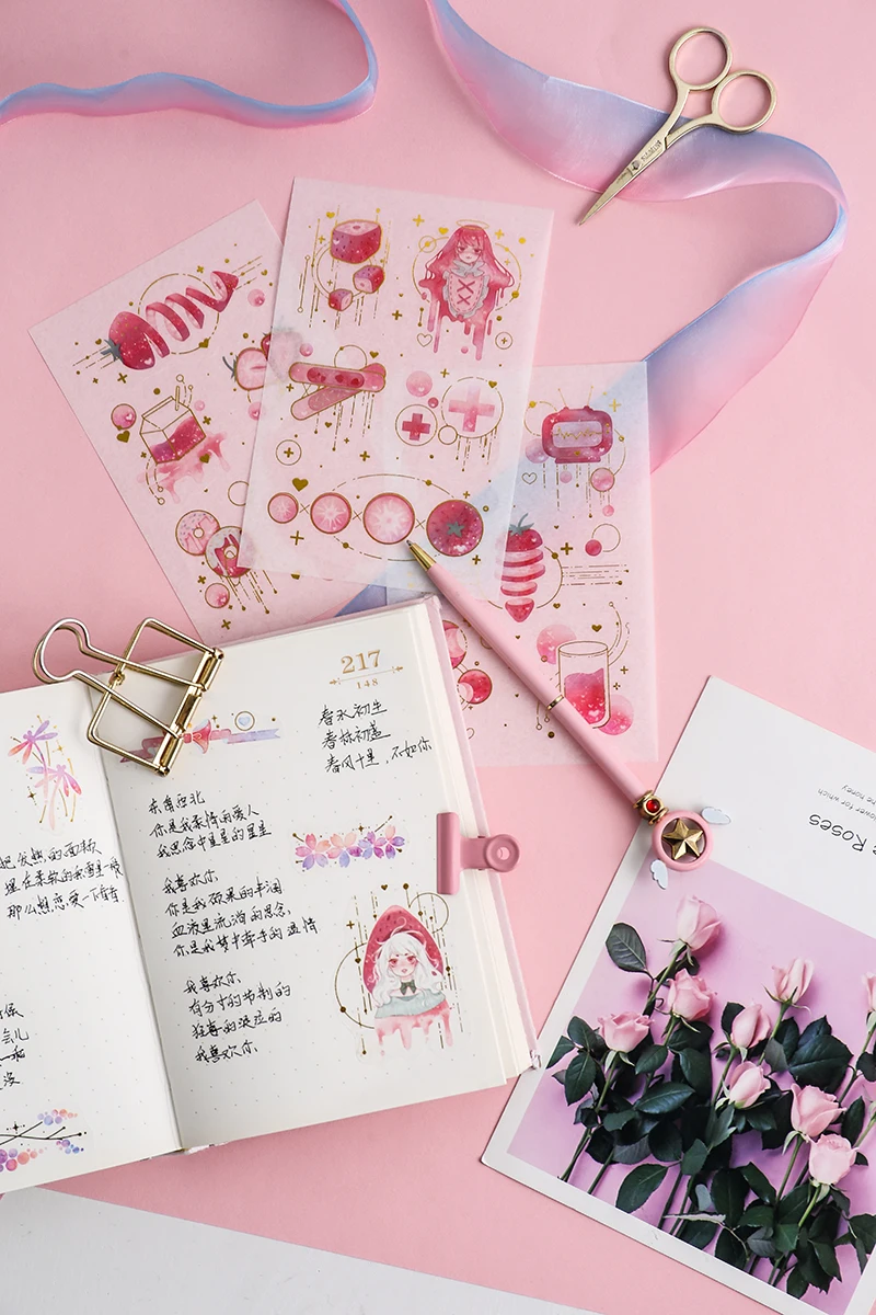 3 шт./партия кавайная наклейка горячая золотая звезда серия цветная девушка