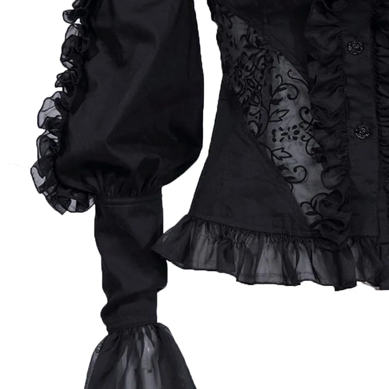 2018 весенние готические рубашки с длинным рукавом женские блузки черные