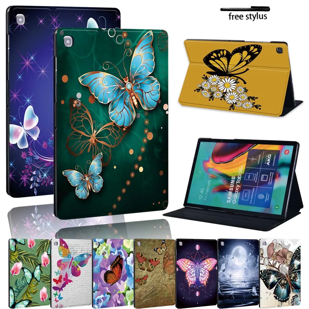 Butterfly Leather Stand Tablet Cover Case for Samsung Galaxy Tab A A6 A7 A8/2016/Tab A 7.0/9.7/E 9.6/S6/S7/S8/S5E 10.5 Case+pen