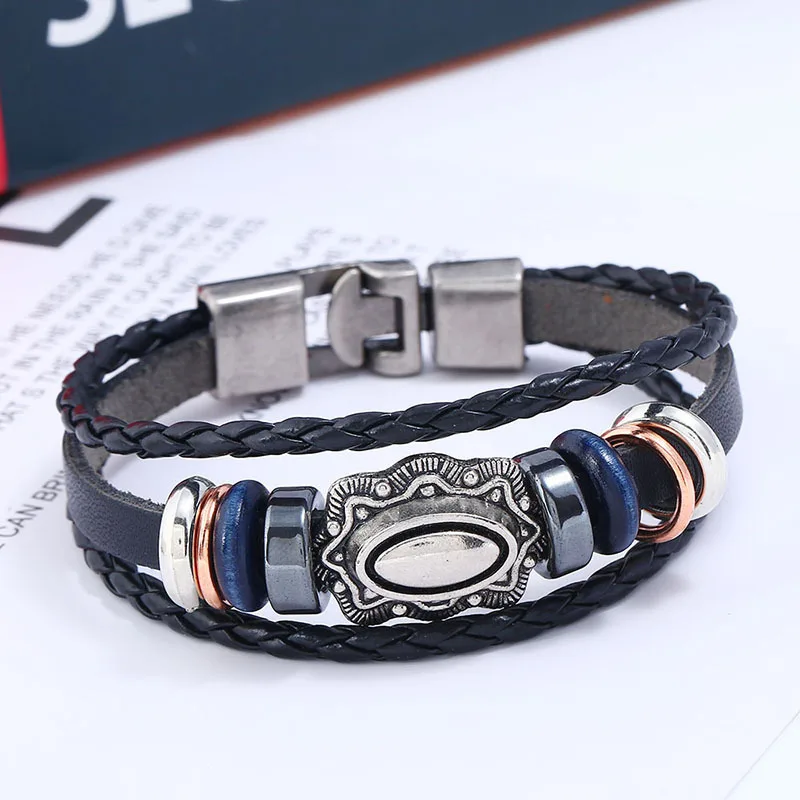 beads to buckle leather bracelet with the new Europe and United States export jewelry punk | Украшения и аксессуары