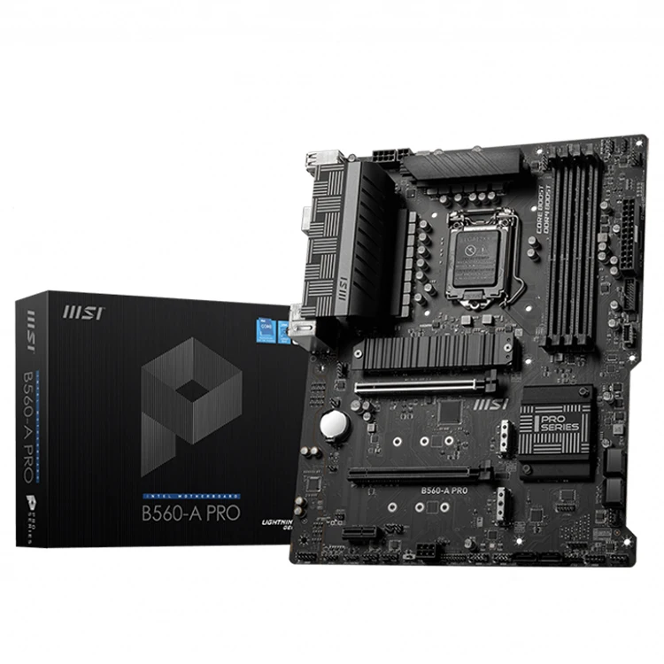 

Материнская плата MSI B560-A PRO поддерживает процессоры 10-го поколения Intel Core, 11-го поколения Intel Core, Pentium Gold и Celeron для LGA 1200