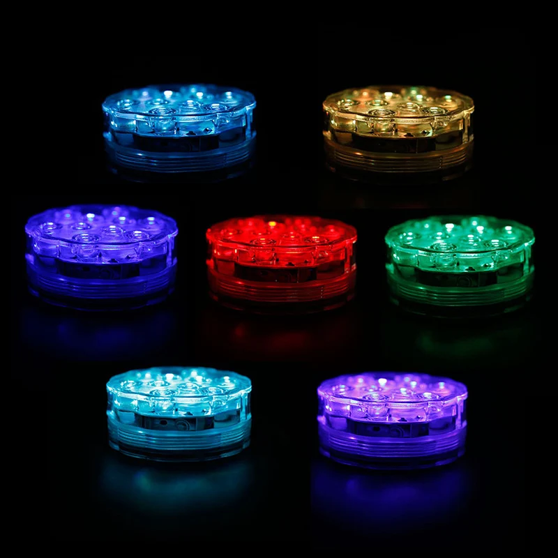 10 Led пульт дистанционного управления RGB погружной светильник на батарейках подводный ночник наружная ваза чаша садовые вечерние украшения