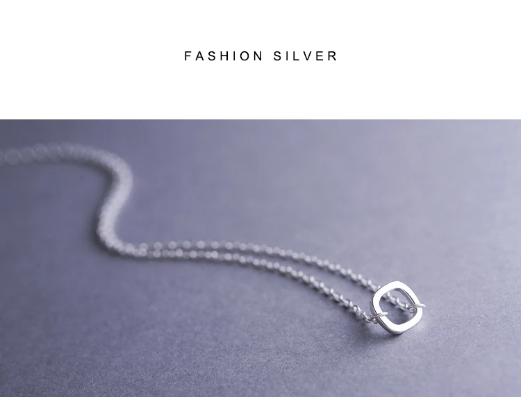 

New 925 Sterling Silver Square Necklaces Pendant Fashion Sterling Silver Jewelry Statement For Women Bijoux