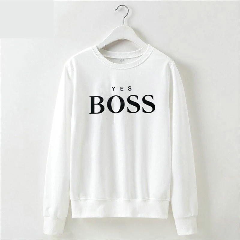 Свитшоты женские повседневные толстовки с капюшоном и надписью BOSS длинным