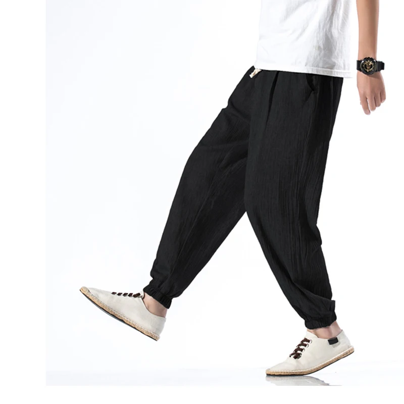 

Men Pants Linen Casual Harem Pants Men's Trousers Summer Large Size Loose Sports Pants Cotton And Linen Men's Pants Thin 2020
