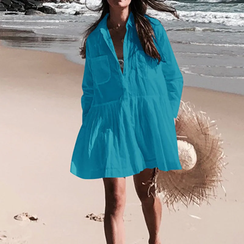 Летний Пляжный новый купальник женская накидка на бикини кафтан пляжная одежда с