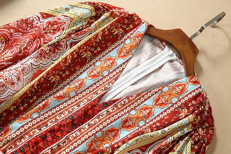 Инди фолк Комбинезоны для женщин цветочный принт фонарь рукав Высокая талия