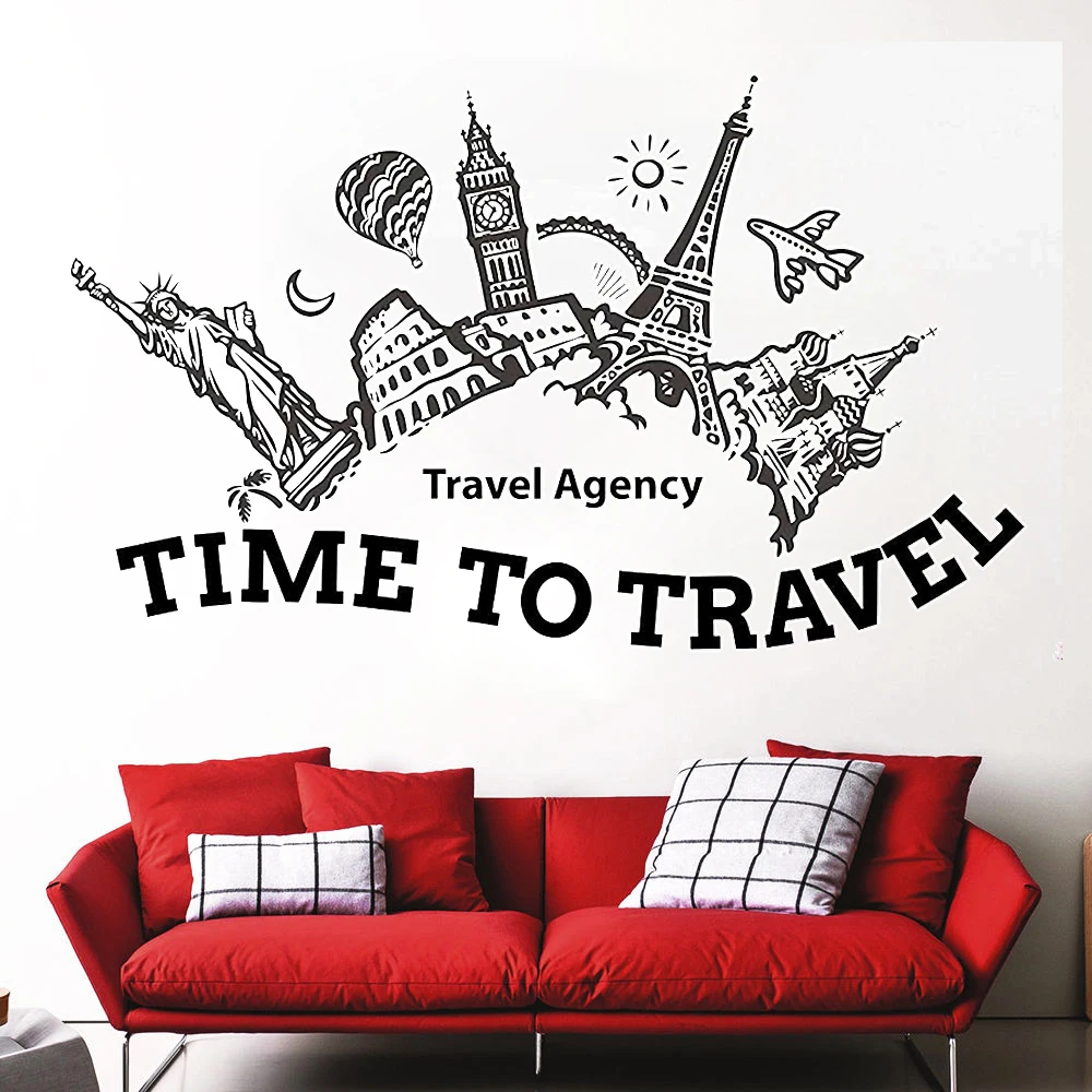 

Travel Agency Office Words Voyage Wall Decal Sticker Bedroom Journey Art Wall Stickers Vinyl Decals Home Mural Removable DK-134