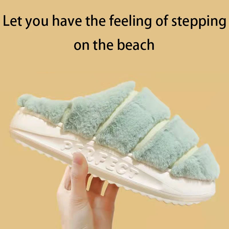 

2021 Women's Winter Shoes Slippers for Home Non-slip Soft and Comfortable Fluffy Solid Color Indoor Living Room Casual Shoes