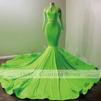 2021 mermaid evening dresses high neck beading longsleeves prom dress party gown celebrity dresses vestidos de fiesta