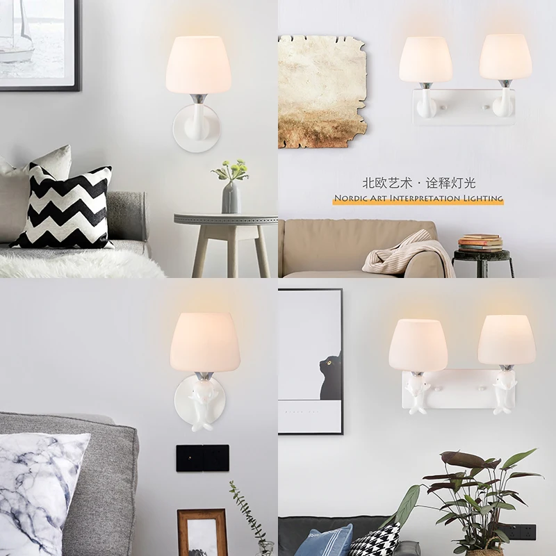 

Antikue современный дизайн, Короткие настенные лампы, белый настенный светильник, светодиодное освещение E27, настенные светильники для спальни