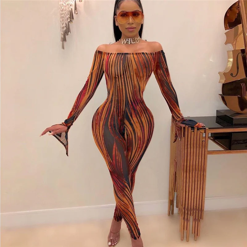 Женский пляжный комбинезон с открытыми плечами элегантный длинными брюками для