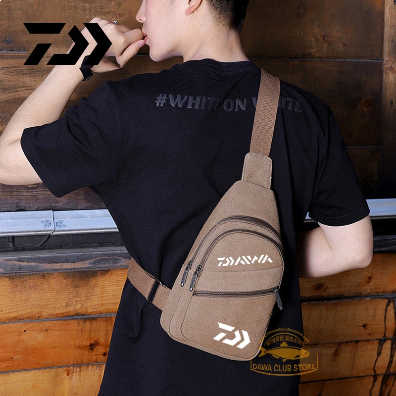 

2020 Daiwa New Men's Fishing Chest Bag Fashion Casual Shoulder Messenger Bag Outdoor Multifunctional Canvas Chest Bag