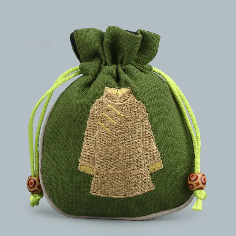 Тканевая льняная кружевная сумка с круглым краем для одежды вышивкой сумочка