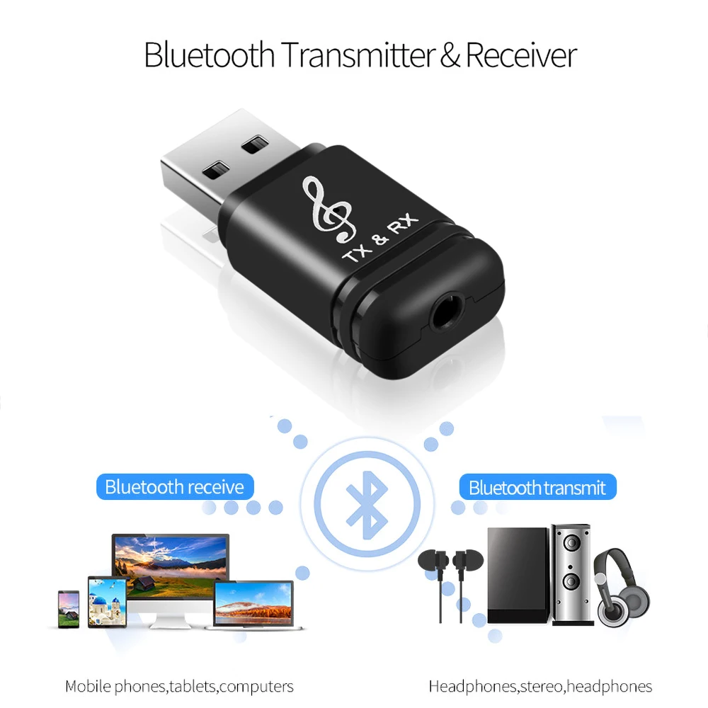 Приемник-передатчик Bluetooth адаптер 3 5 мм Hi-Fi стерео AUX V5.0 Черный для автомобиля