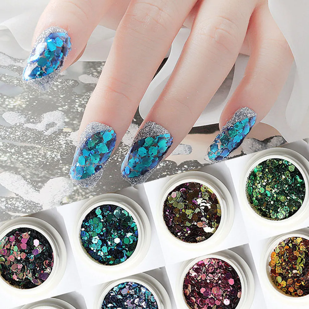 

Nails Shining Glitter Nail Power Sequins Unicorn Powder Mirror Chrome Pigment Nail Glitter Dust
