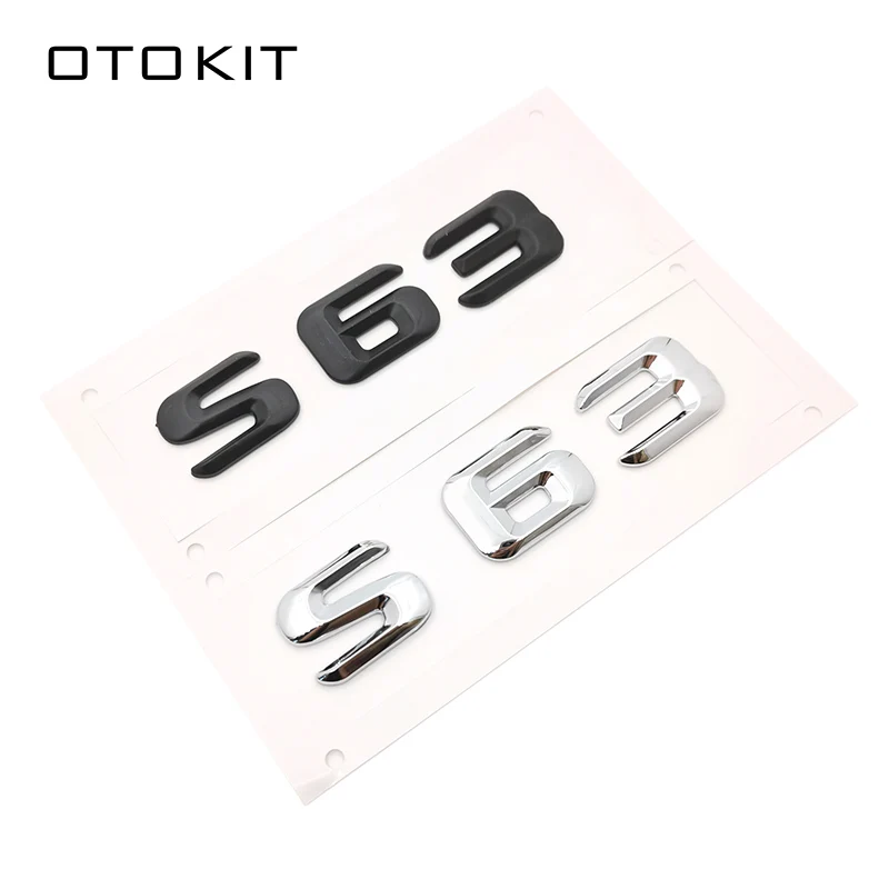 

OTOKIT New Flat Chrome ABS Plastic 3D Sticker S63 Trunk Rear Logo Badge Emblem for Mercedes Benz W176 AMG A Class A45 C63 E63