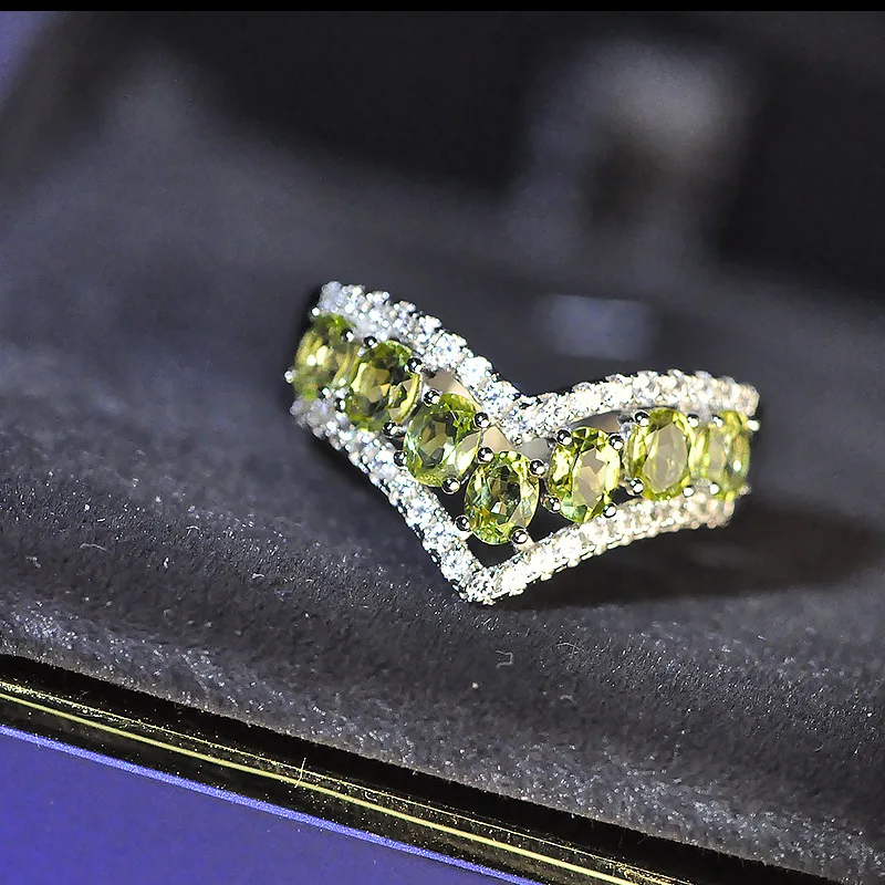 

Jewelry design Peridot ring 925 silver women's clothing rings for women wedding