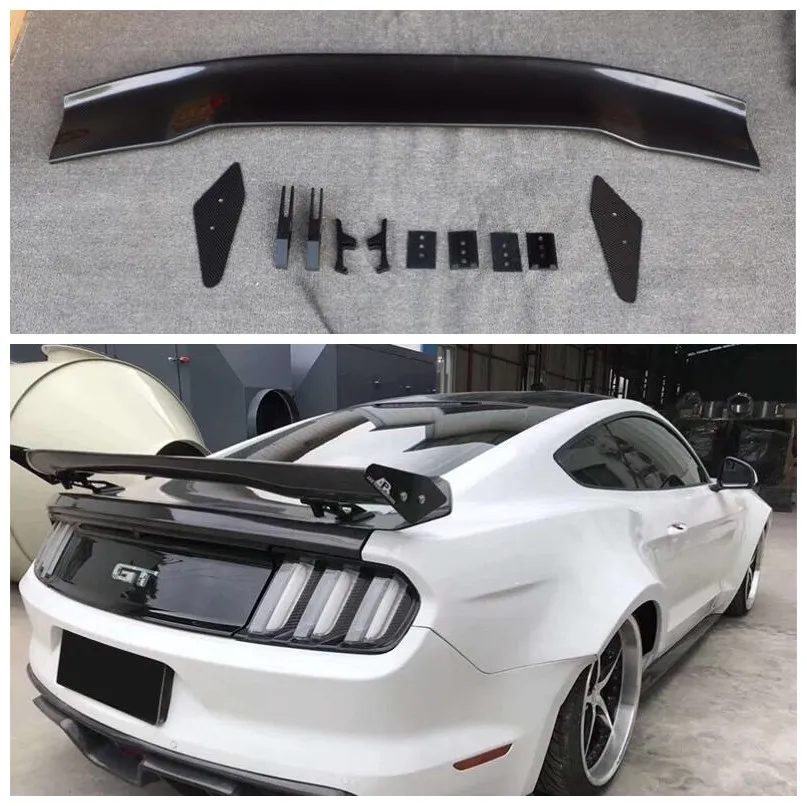 

Fits For Ford Mustang 2015-2021 GT Style High quality ABS primer & Carbon Fiber Rear Trunk Lip Spoiler Wing