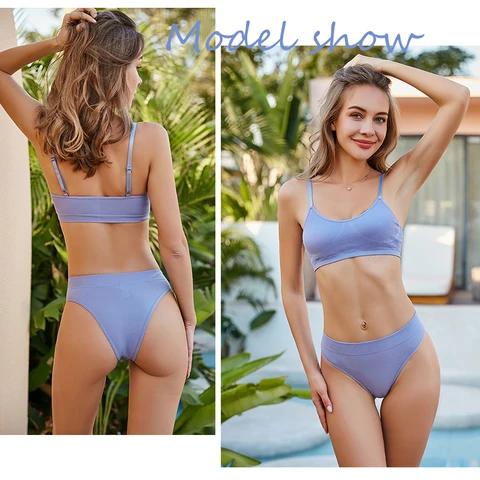 FINETOO Seamless Women Top Panties Set Cotton Tops Low Waist G-String Underwear Set Soft Active Wear Lingerie Fitness Crop Top
