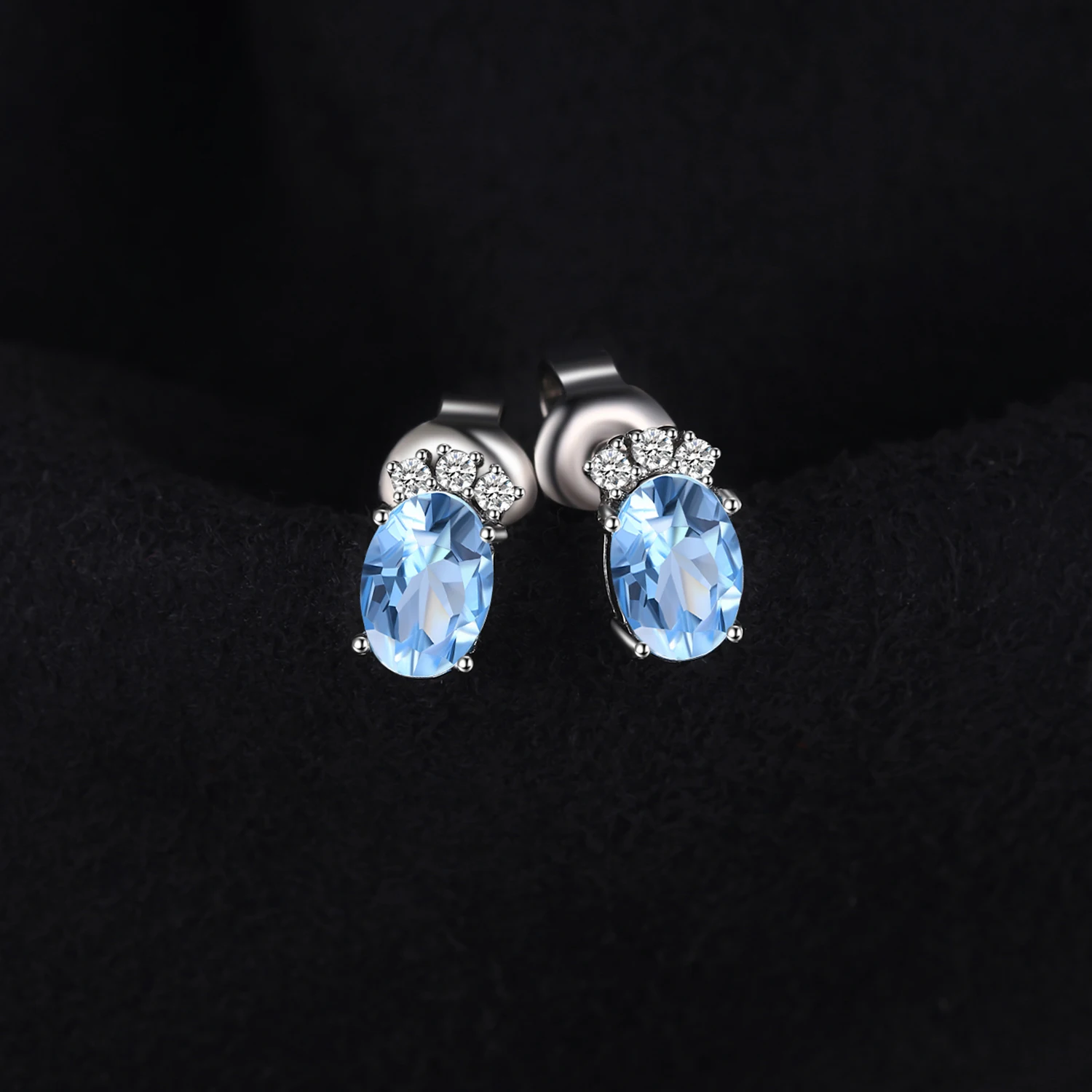 Jewelrypalace классический 1ct овальный Природный Голубой топаз Серьги-гвоздики Твердые стерлингового серебра 925 Красивые ювелирные изделия для Для женщин Интимные аксессуары
