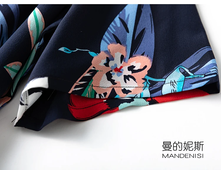 

SHUCHAN Bohemian 100% Natural Silk Dress Mid-Calf A-LINE O-Neck Summer Print Summer Dresses with Flowers Sundress