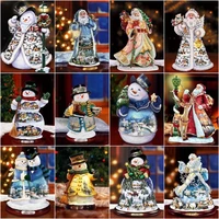 gatyztory oil painting by number snowman kits for adults handpainted diy coloring by number santa claus on canvas home decor