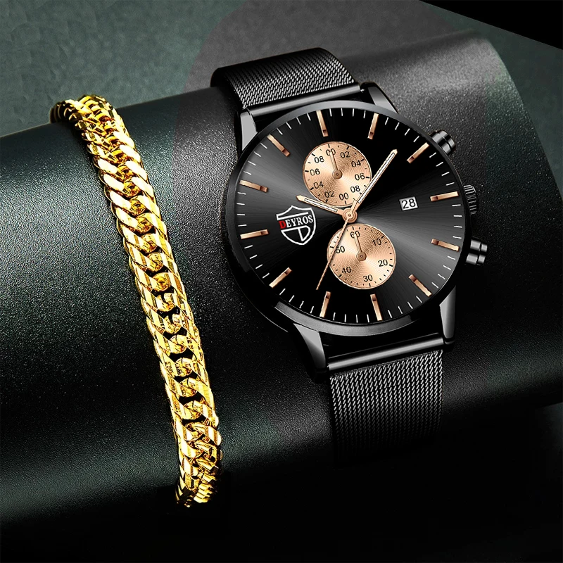 

Часы мужские кварцевые в деловом стиле, брендовые Роскошные светящиеся с сетчатым браслетом из нержавеющей стали