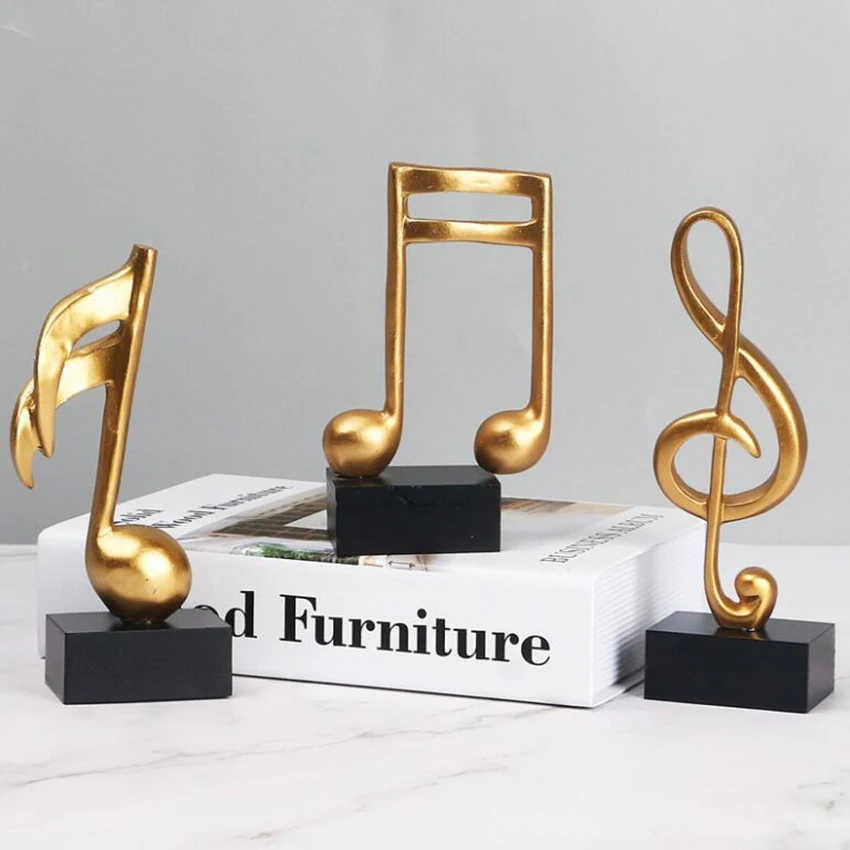 

Music Decoration Musical Sculpture Statue Music Note Figurine for Home Piano Gifts Souvenirs Giftbox Resin Gold, Black, White