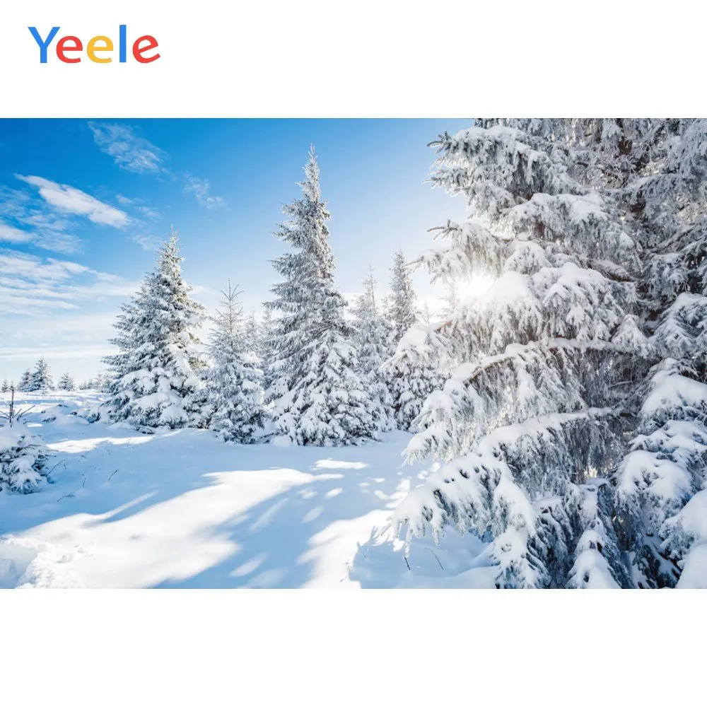 NBK13673 Yeele Winter Landscape Snow Pine Nice Sky Sunshine Photography Backdrop Personalized Photographic Background For Photo Studio - Цвет: NBK13673