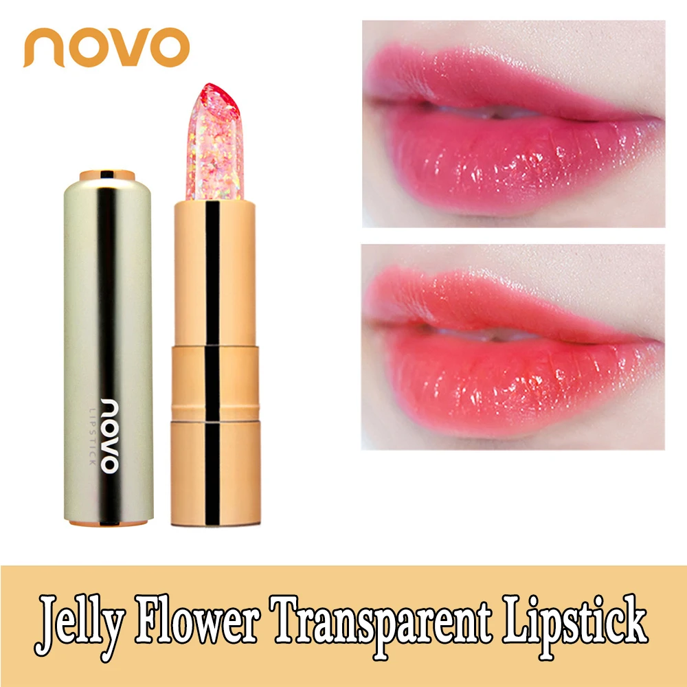 NOVO прозрачная нюдовая губная помада из золотой фольги с желеобразными цветами