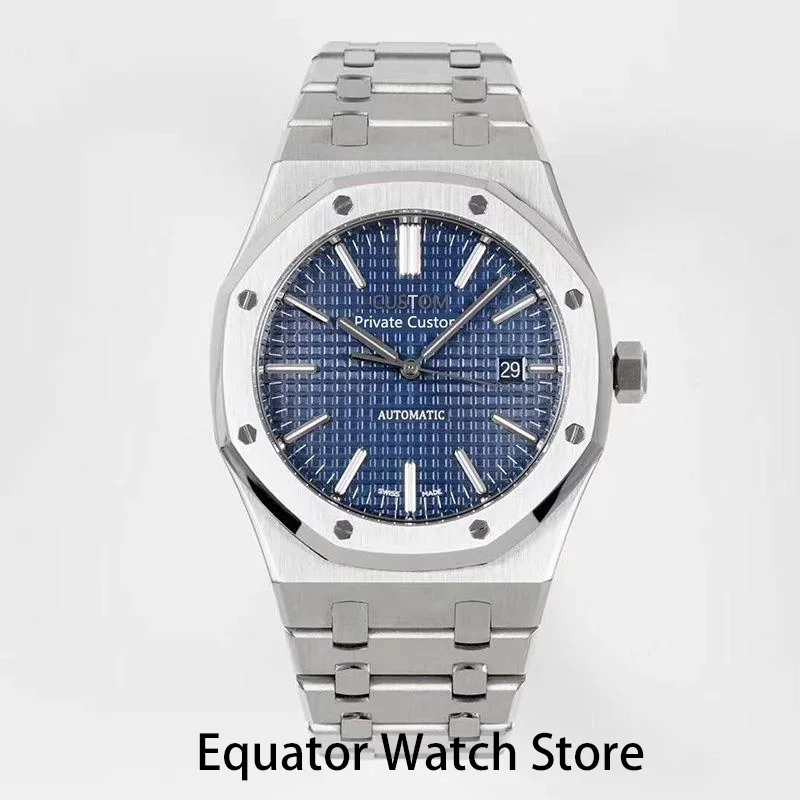 Мужские автоматические механические часы 41 мм с синим циферблатом из