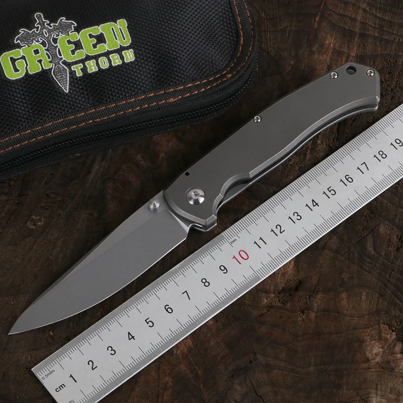 Поворотный нож Green thorn Rat fol с лезвием D2 ручка из титанового сплава Походный для