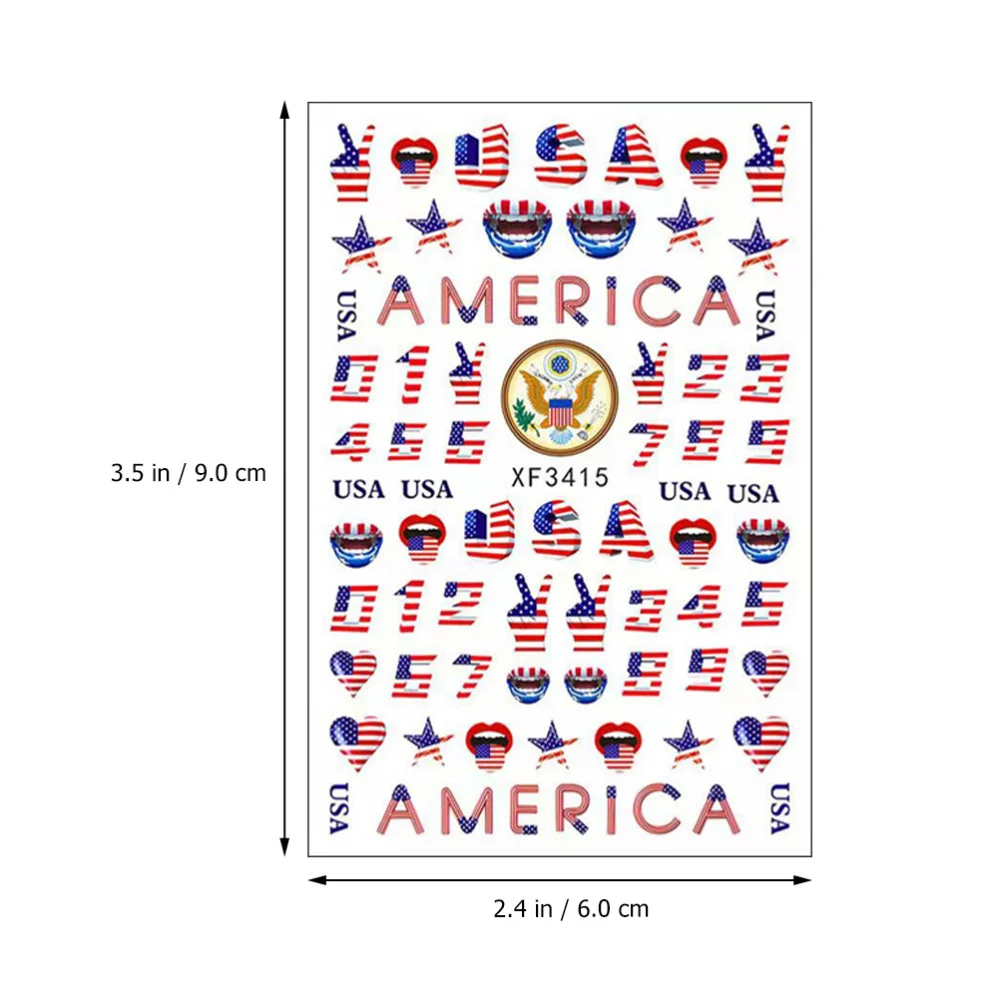 

8 Sheets USA National Day Nail Sticker Nail Stickers Self-adhesive Nail Decals